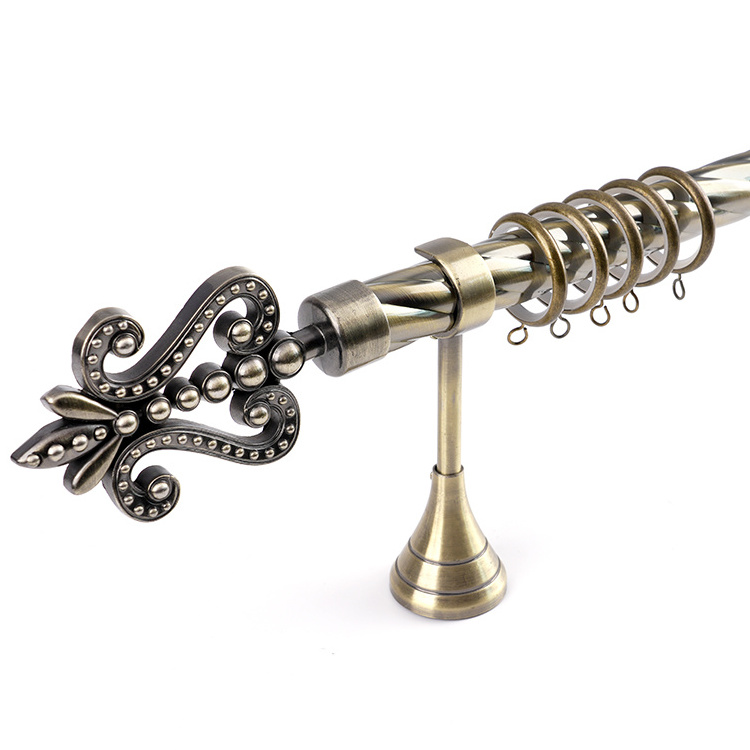 Manufacture Stainless Steel Curtain Poles Double Curtain Rods With Curtain Finials