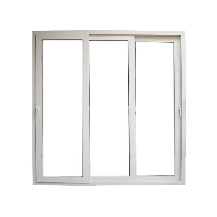 Hung Commercial American Style Vertical Pvc Profile Windows Upvc Reception Glass Triple Pvc 3 Tracks Sliding Window