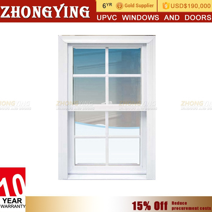 Australian Standard Hurricane Impact French Vinyl Casement House UPVC PVC Double Glass Window