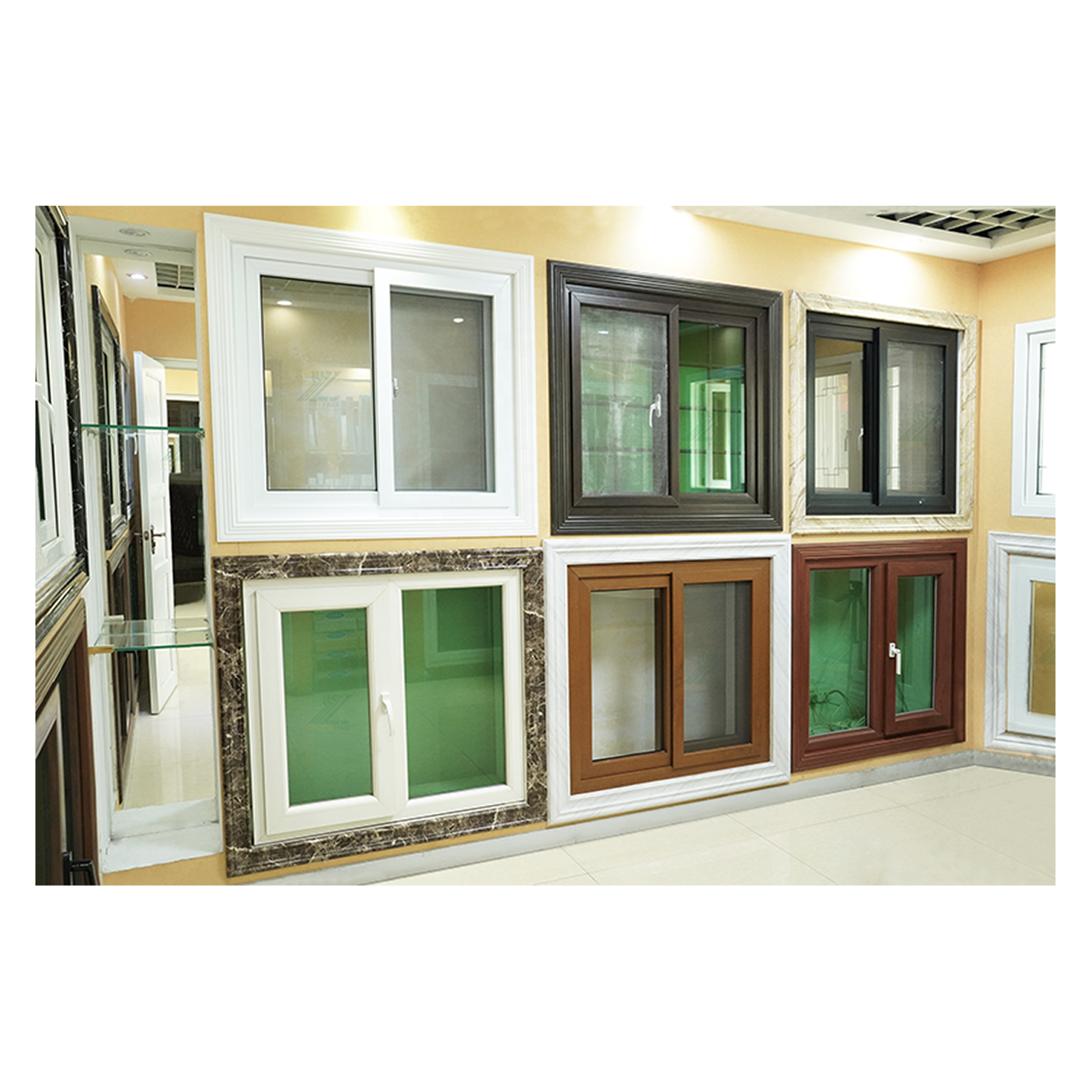 PVC grey french windows double glazed upvc casement window