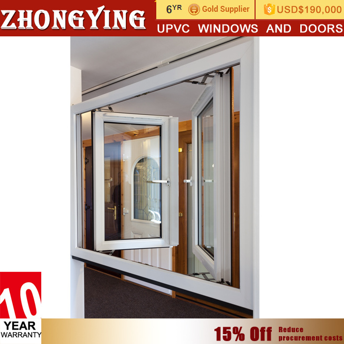 Standard Profile Conch Frame Horizontal Casement Glass Double Plastic Material Grill Sliding Window Upvc