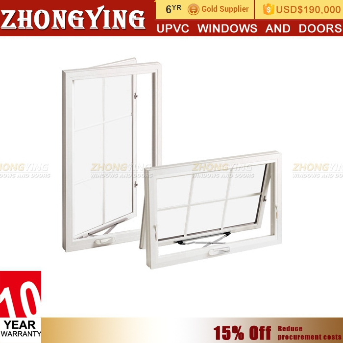 Australian Standard Hurricane Impact French Vinyl Casement House UPVC PVC Double Glass Window