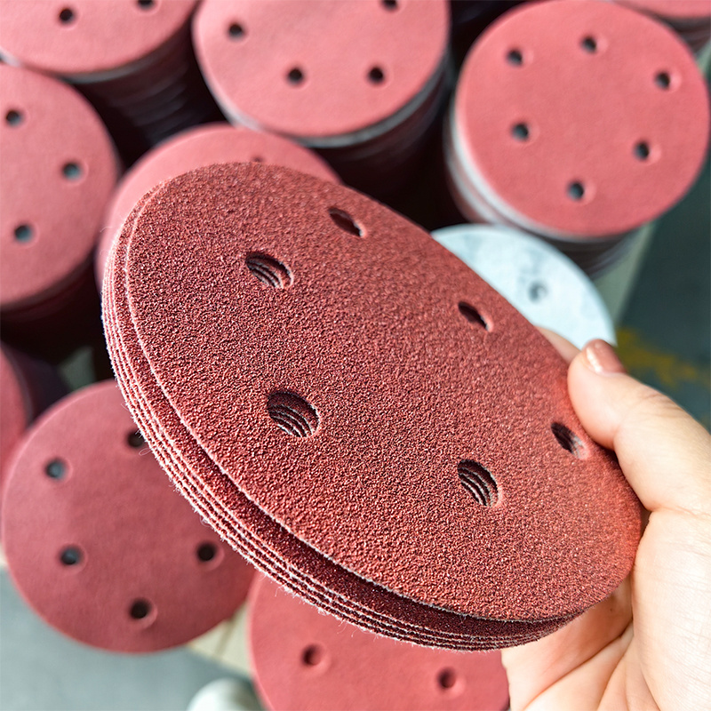 Support OEM & ODM Aluminum Oxide 6 Inch Abrasive Sandpaper 120 Grit 6 Holes Sanding Paper Disc Used On Paint And Wood