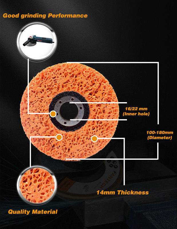 Fantech 115mm Orange Poly Strip And Clean Disc With Fiberglass Backing For Paint And Rust Removal