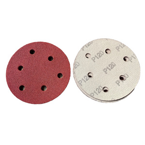 Support OEM & ODM Aluminum Oxide 6 Inch Abrasive Sandpaper 120 Grit 6 Holes Sanding Paper Disc Used On Paint And Wood