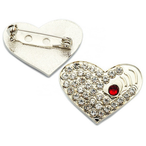 china factory high quality custom logo heart rhinestone tag pin promotion unique metal stamping original brooch lapel pin badge