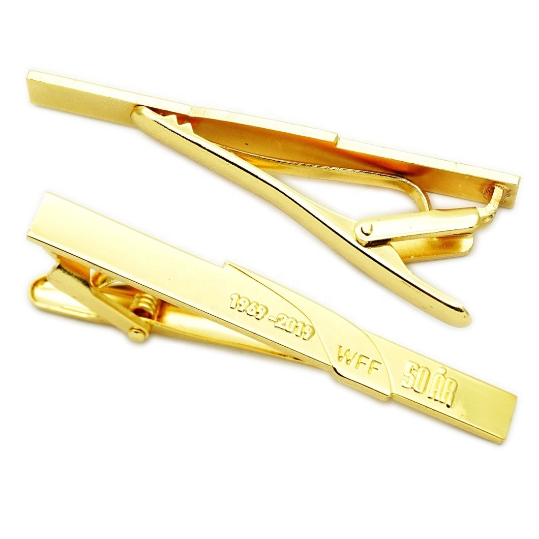 wholesale custom gold tie bar Manufacturers unique hard enamel logo men's neck tie clips high quality metal tie clip set