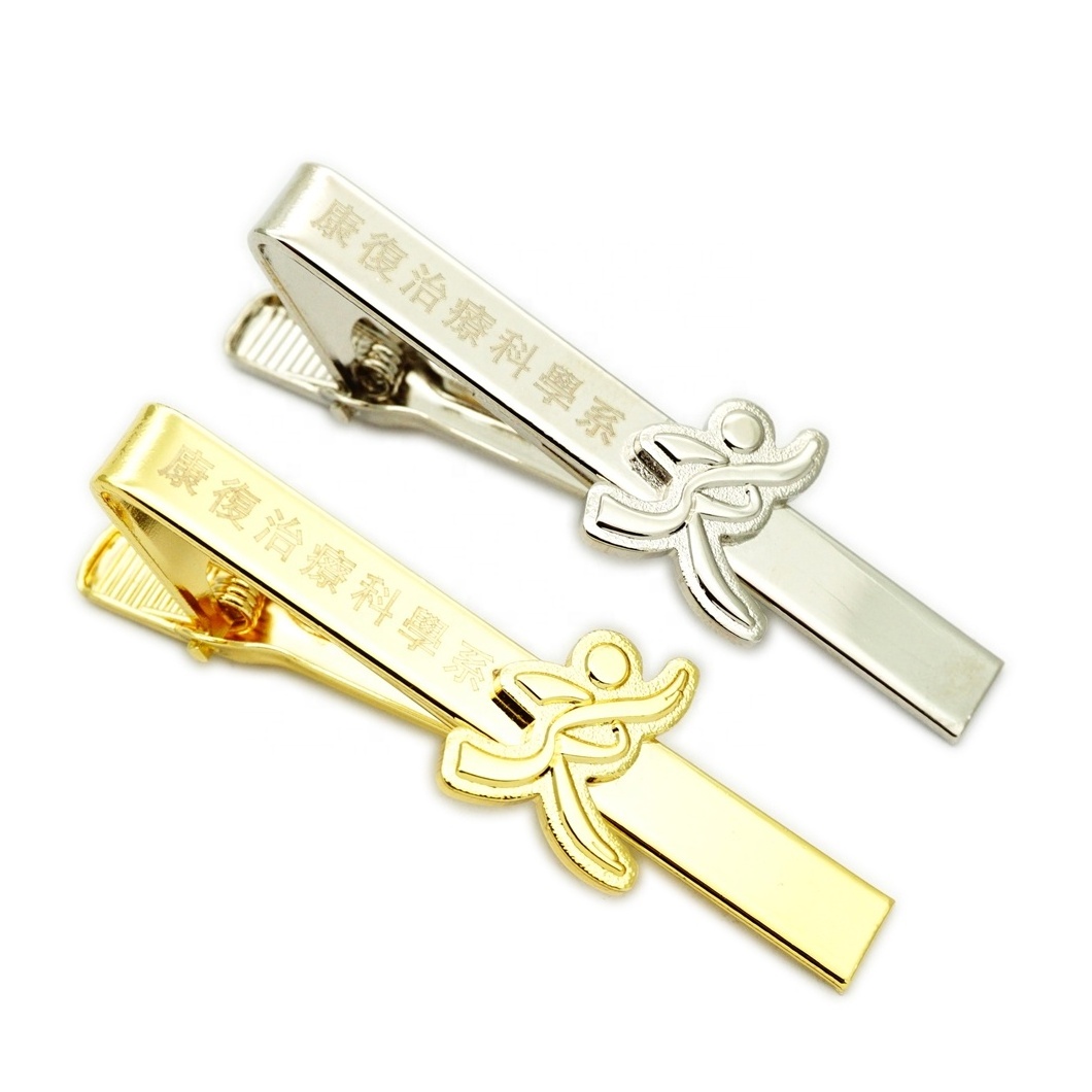 wholesale custom gold tie bar Manufacturers unique hard enamel logo men's neck tie clips high quality metal tie clip set