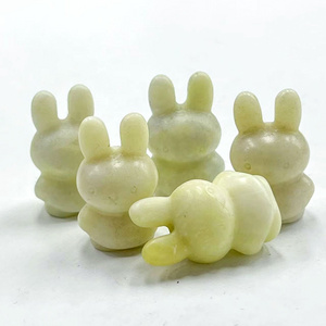 Wholesale Natural Crystal Carving Polished Mini Lemon Jade Crystal Rabbit For Halloween Gifts