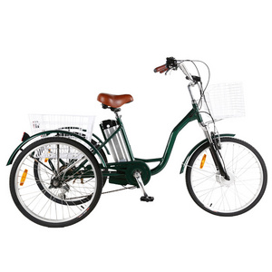 Human pedal adult cargo tricycle OEM elderly leisure rickshaw tricycles bike 3 wheel tribike with rear basket