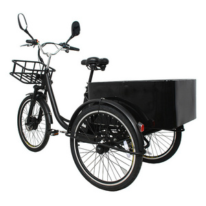 Electric Bicycle Three Wheel E trikes 24" 36V 350W Cargo Bike Tricycle Electric for Adult