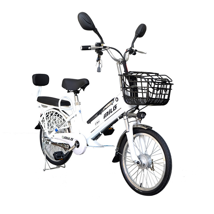 Customized electric bicycle/e-bike/bicicleta electrica moped with pedals and basket