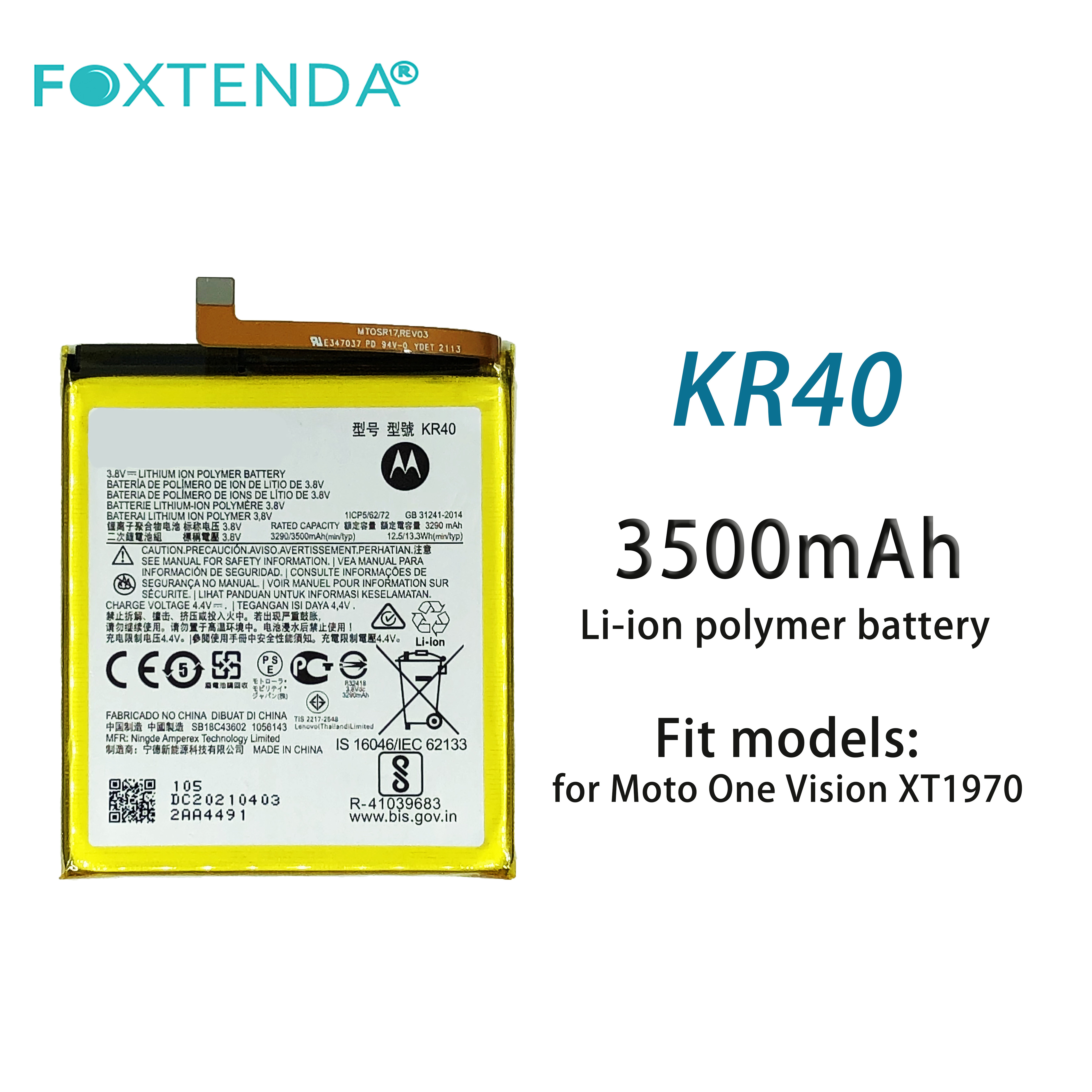 Replacement Mobile Phone Battery KR40 3500mAh battery for cobalt for Moto One Vision XT1970 fast charging