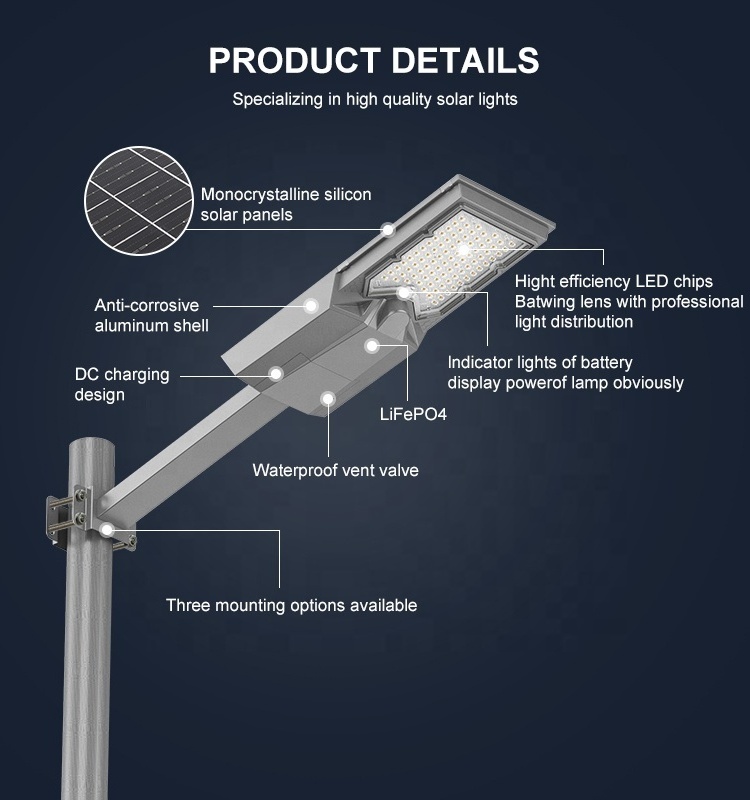 FTECK 300W 500W 1000W Waterproof Die-cast Aluminum Led Outdoor Solar Street Light Manufacturer