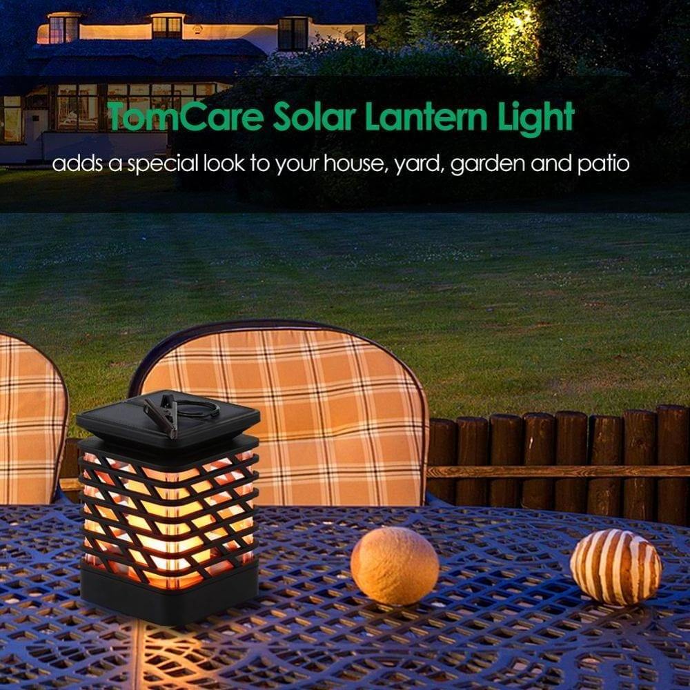 Led Light Flame And Security Lamp Smart Solar Decorative Outdoor Garden Lantern