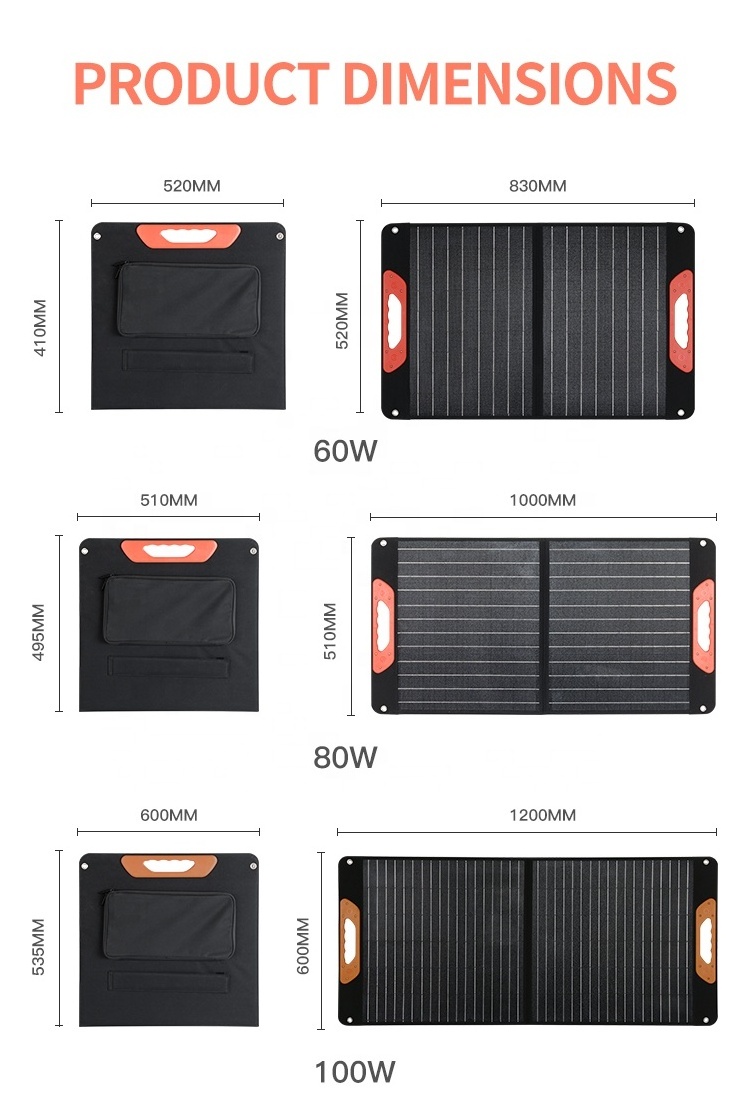 Wholesale Waterproof 100w portable folding outdoor camping monocrystalline silicon foldable solar panel