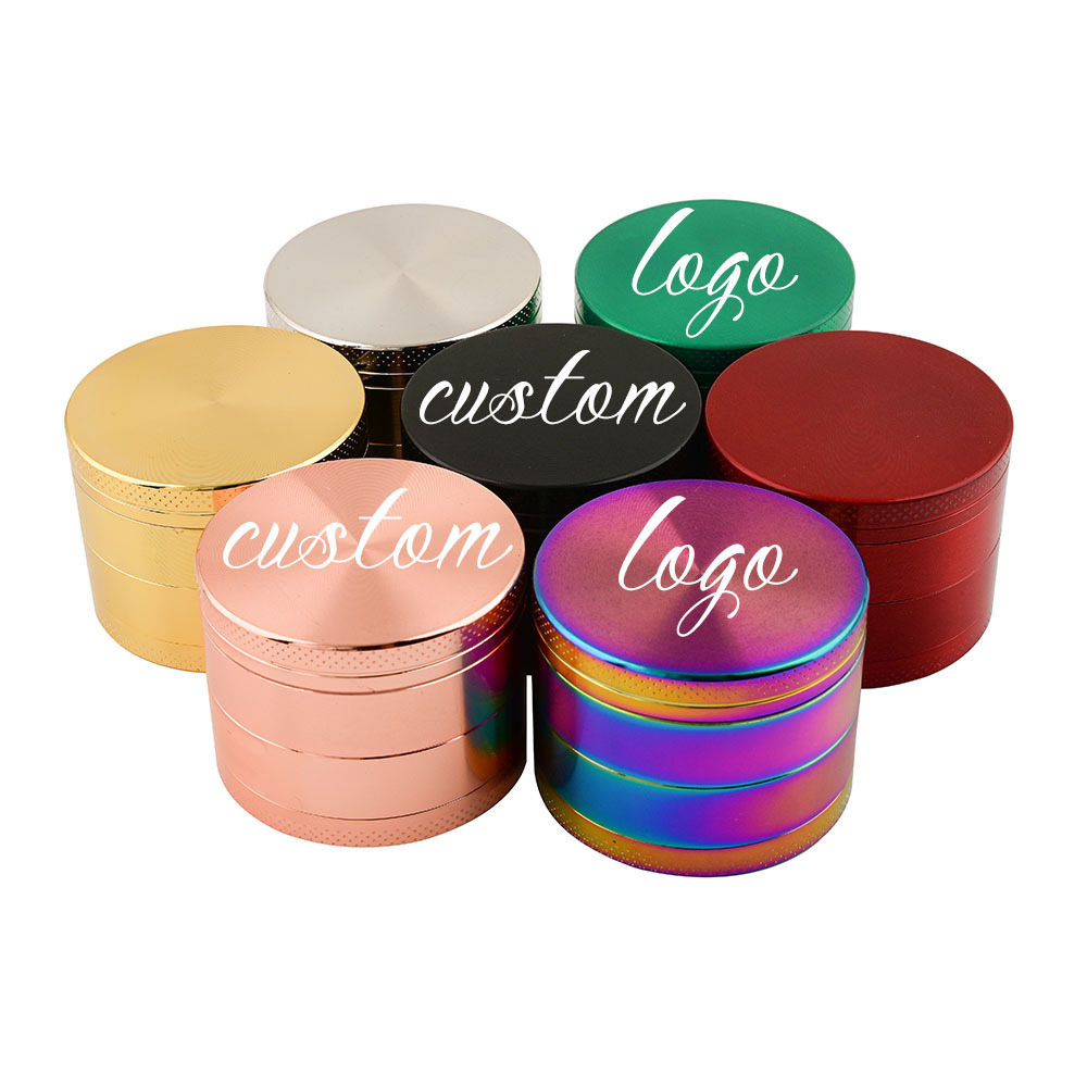 Wholesale Custom Logo Smoking Grinder 4 Layers Retractable Smoking Accessories Black Zinc Alloy Tobacco Herb