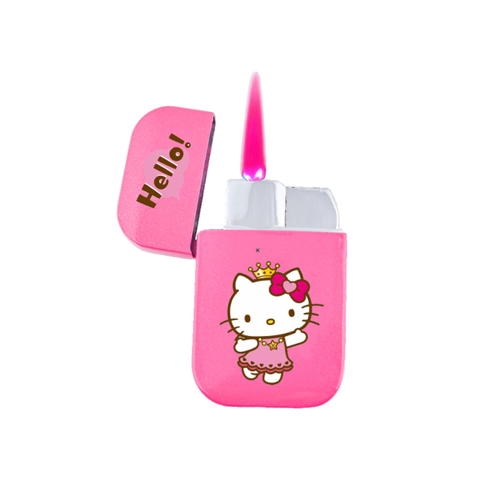 Custom Logo smoking cigar cigarette butane refill gas jet flame windproof pink flame lighter