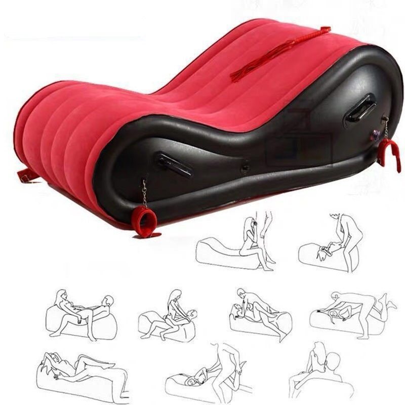 Hot selling lovers use passionate S-shaped flocked PVC inflatable sex sofa chairs