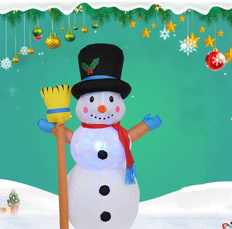 New style Christmas big Inflatables Outdoor indoor yard Decorations inflatable Snowman with Broom Rotating LED Lights