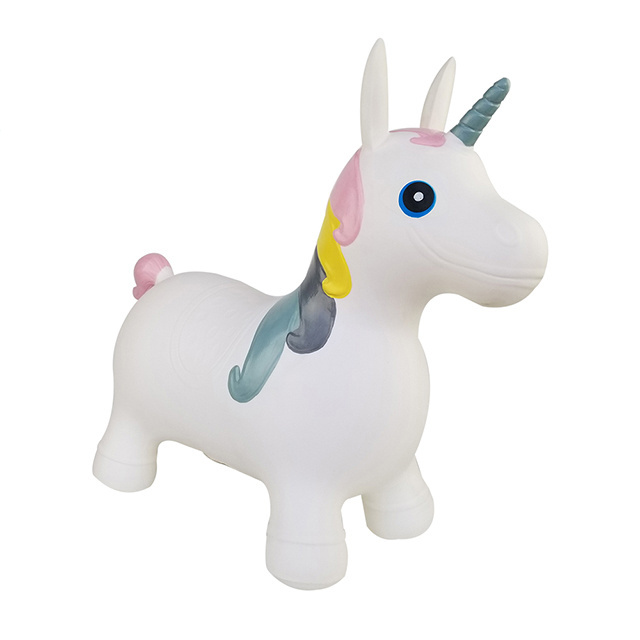 Unicorn Bouncy Horse for Toddlers Inflatable Bouncing Hopper Plush Covered Indoor Outdoor Ride on Jumping Animal Toys Ideal Gift