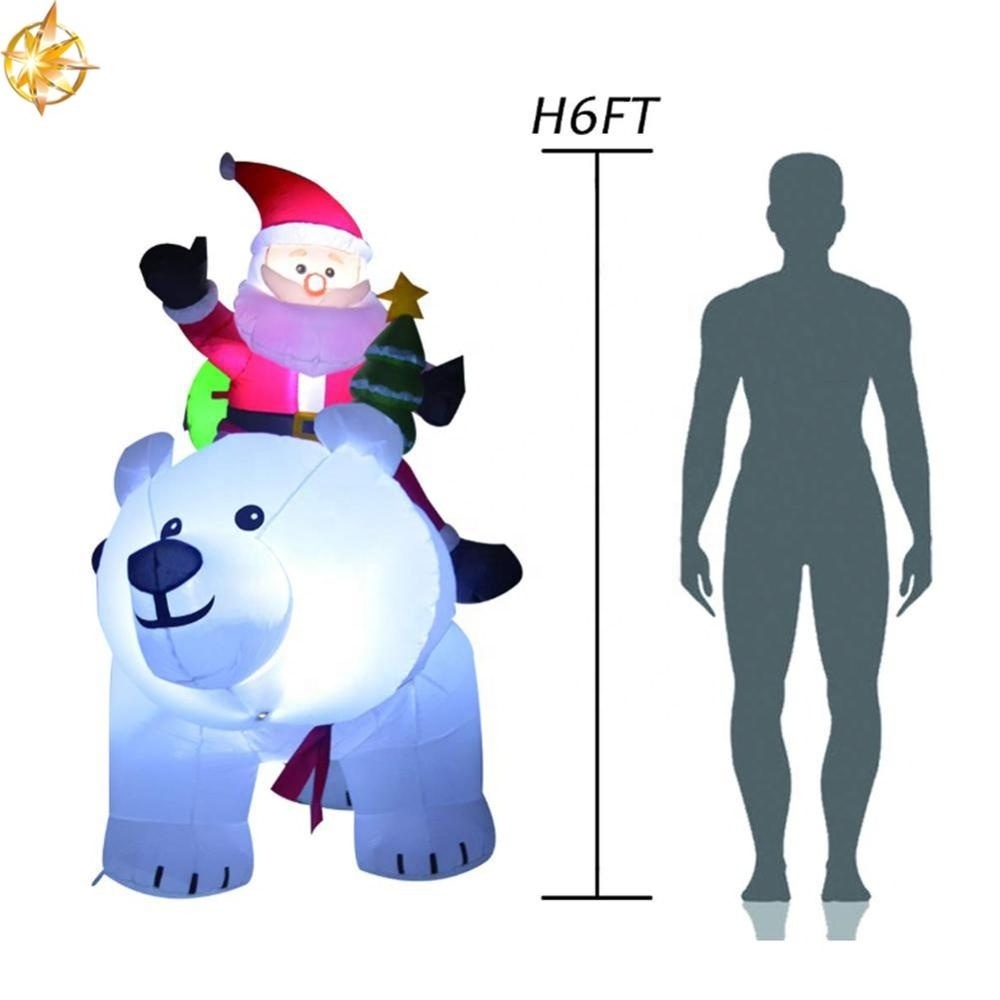 Custom outdoor inflatable Christmas decorations riding polar bear Santa Claus