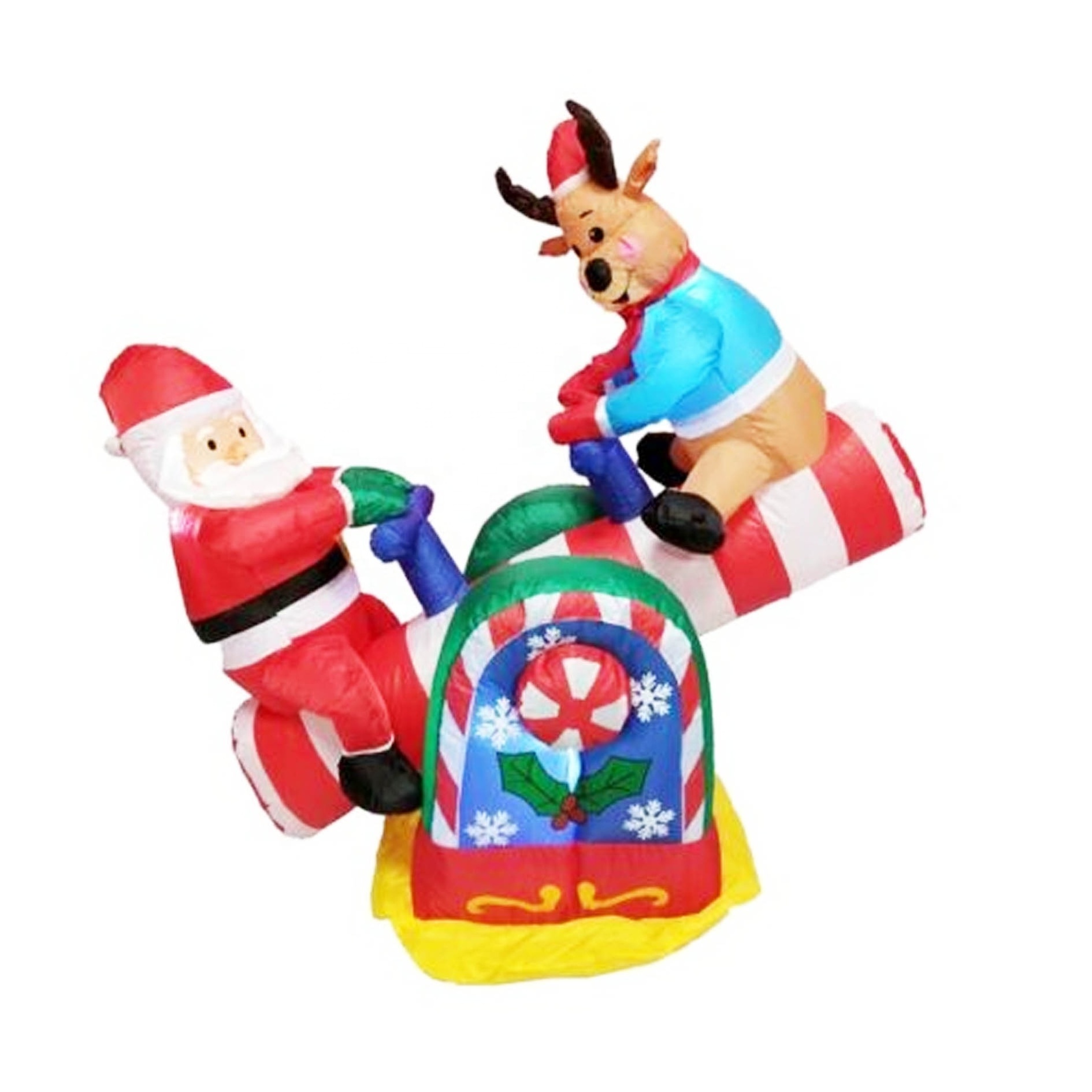 Christmas Inflatables Animated Santa Reindeer Teeter Totter Yard Lighted Decor