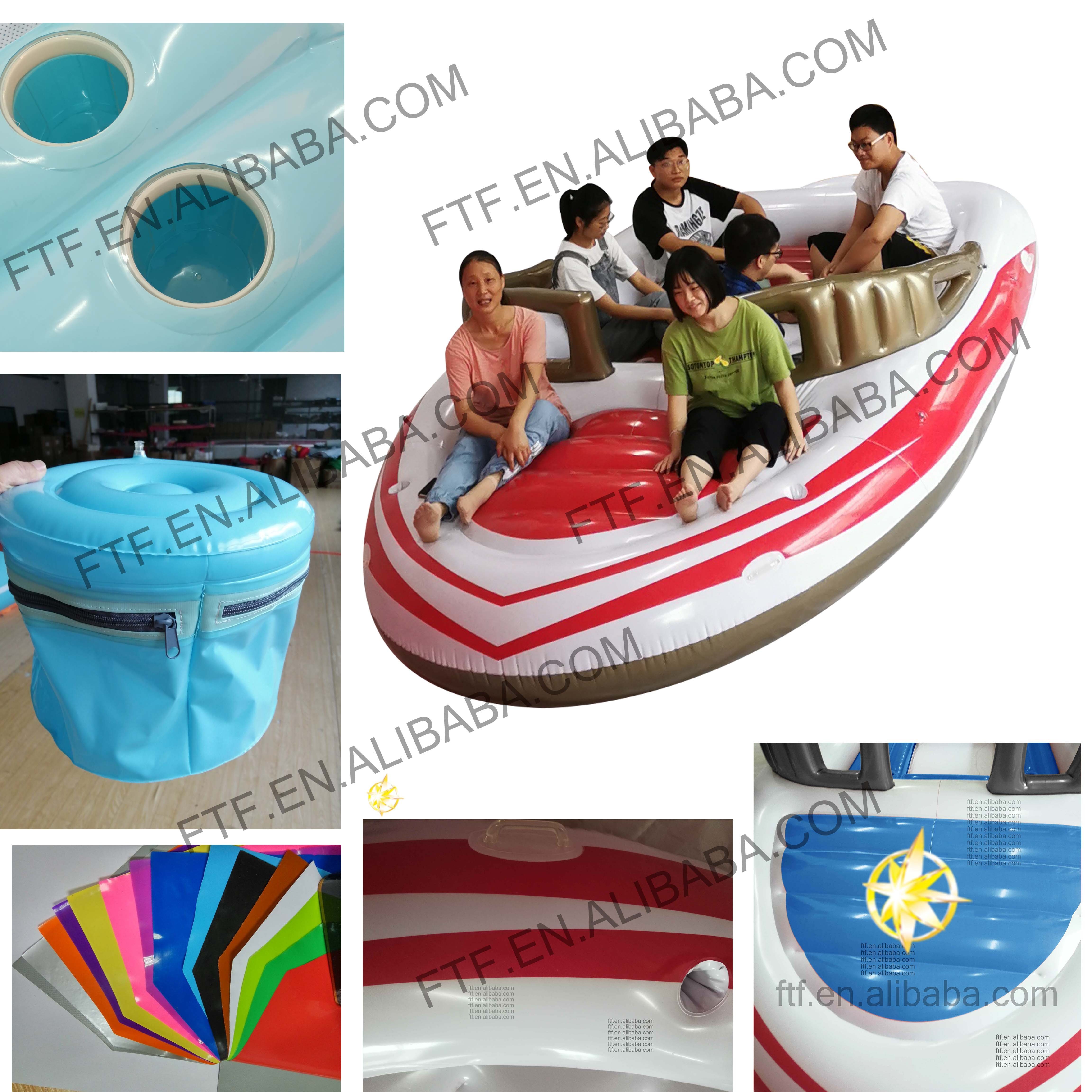 6 people huge party island inflatable boat swimming pool float lounge