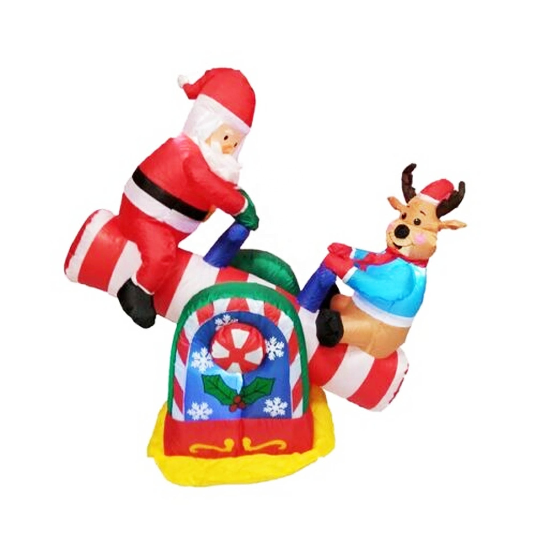 Christmas Inflatables Animated Santa Reindeer Teeter Totter Yard Lighted Decor