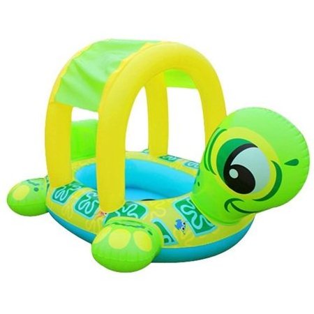 Baby Pool Float with Canopy Summer Steering Wheel Sunshade Swim Ring Car Inflatable Toys Infants Float Seat Boat for Kids Toddle