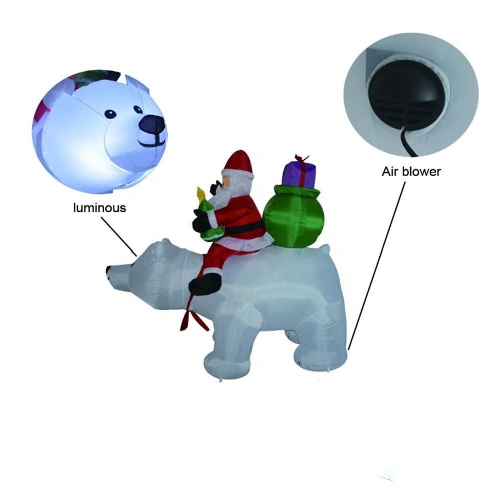 Custom outdoor inflatable Christmas decorations riding polar bear Santa Claus