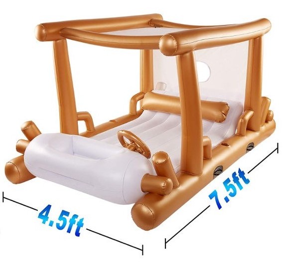 Large Car Inflatable Pool Float Lounger  2-3 Adults with Fast Valves, Cup Holders, Drink Cooler and Durable Handles