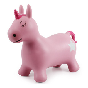 Unicorn Bouncy Horse for Toddlers Inflatable Bouncing Hopper Plush Covered Indoor Outdoor Ride on Jumping Animal Toys Ideal Gift