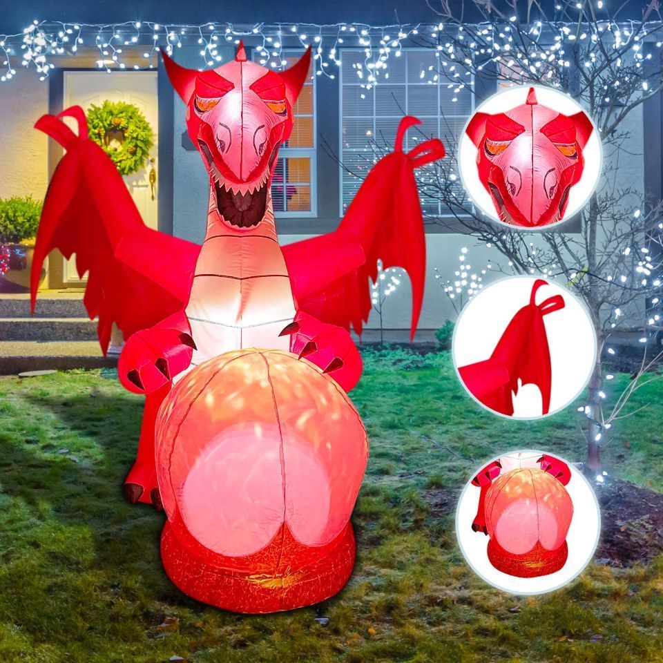 Professional Design Fire Dragon and Ice Dragon Halloween Decoration Inflatable Dragon Flame  Outdoor Courtyard