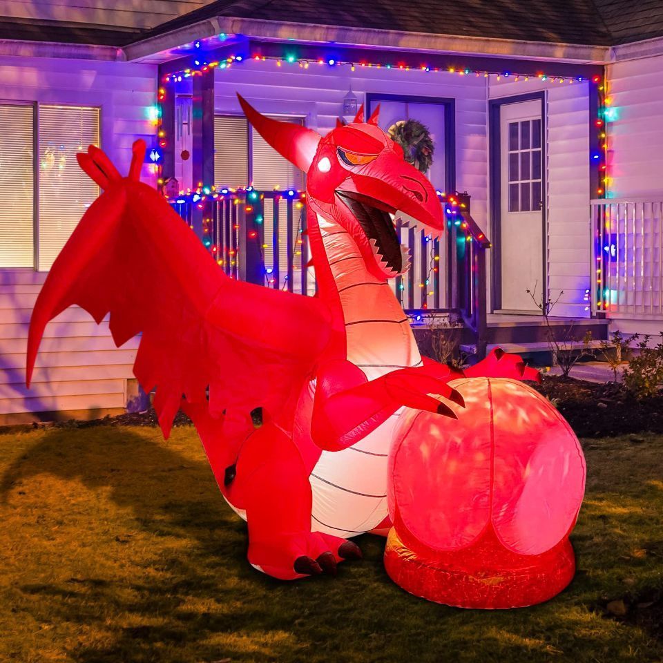 Professional Design Fire Dragon and Ice Dragon Halloween Decoration Inflatable Dragon Flame  Outdoor Courtyard