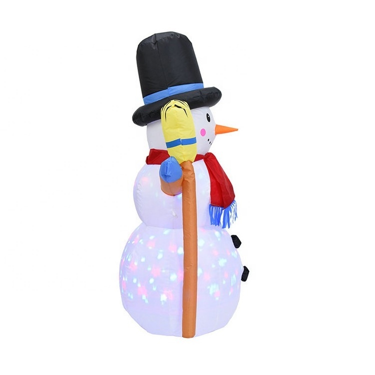 New style Christmas big Inflatables Outdoor indoor yard Decorations inflatable Snowman with Broom Rotating LED Lights