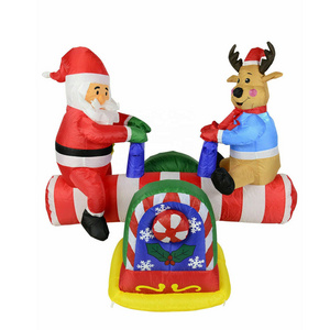 Christmas Inflatables Animated Santa Reindeer Teeter Totter Yard Lighted Decor