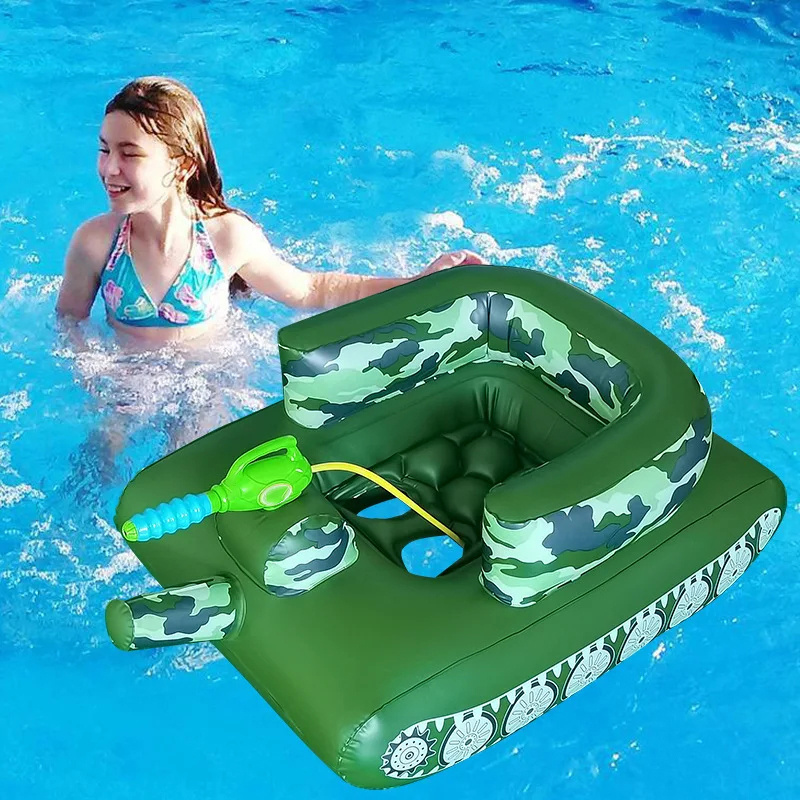 Hot sale Inflatable Tank Floating Inflatable Tank Pool Floats, Swimming Ring Outdoor Water Toy with Squirt Gun for Adults