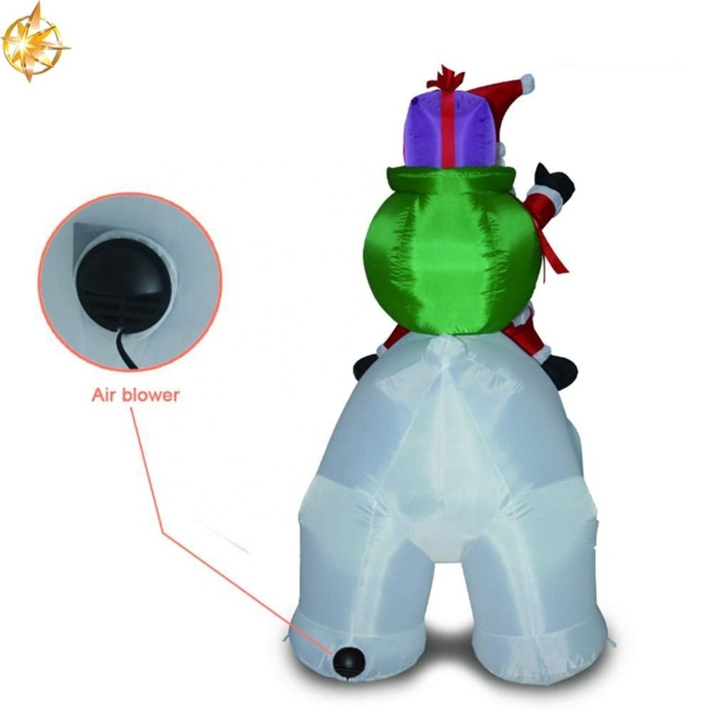 Custom outdoor inflatable Christmas decorations riding polar bear Santa Claus