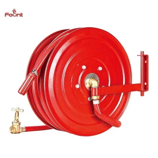 Fire Fighting Equipment Fire Hose Reel Nozzle Water Pipe 60M Hose Reel with Trolly