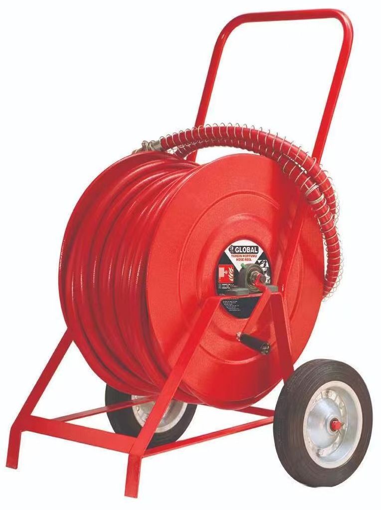 Fire Fighting Equipment Fire Hose Reel Nozzle Water Pipe 60M Hose Reel with Trolly