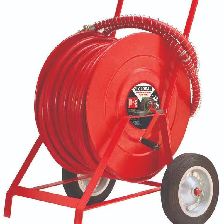 Fire Fighting Equipment Fire Hose Reel Nozzle Water Pipe 60M Hose Reel with Trolly