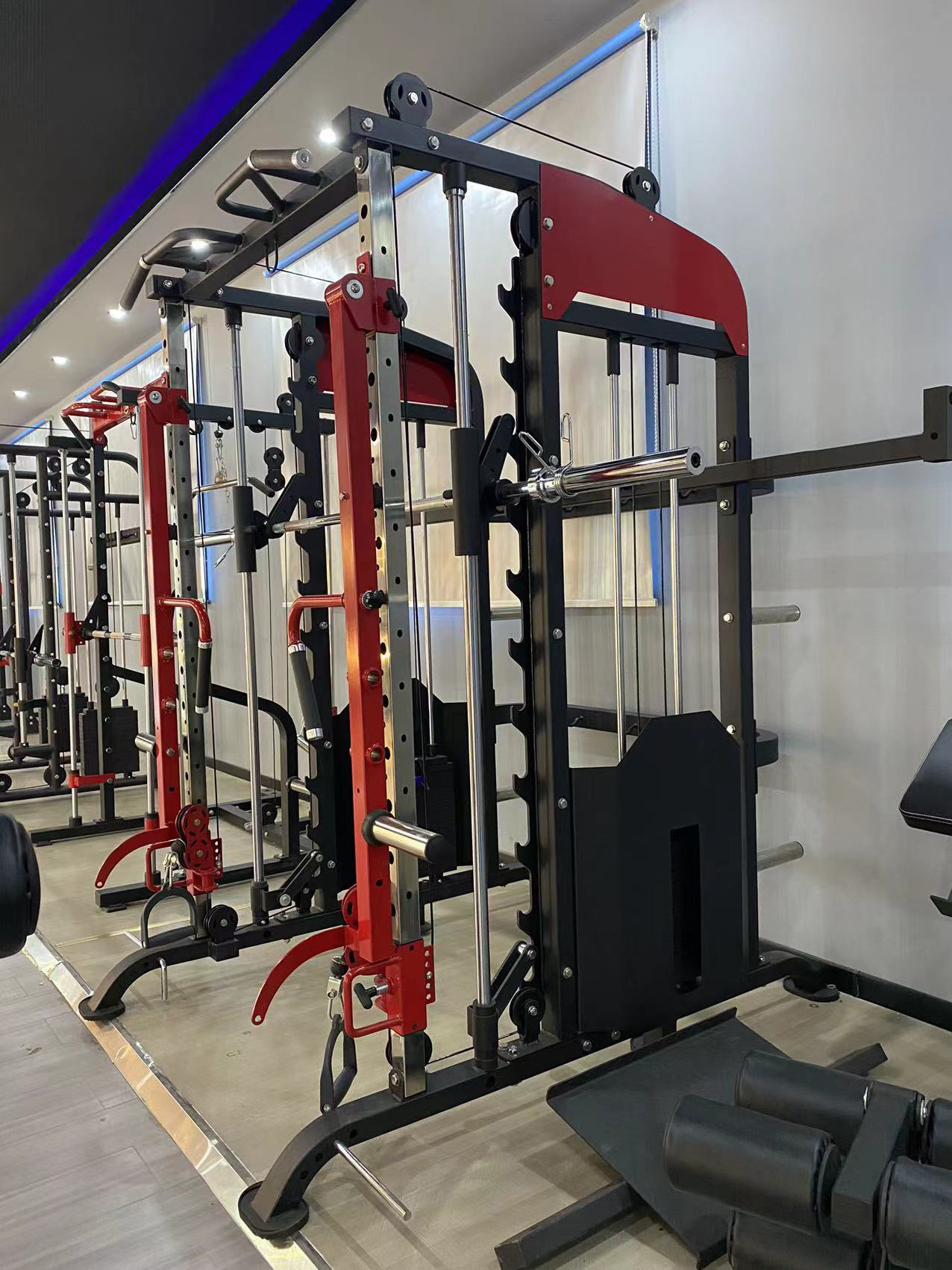 multi function cable crossover power rack smith machine Squat Rack 4 in 1 Smith Machine Jammer Arm Power Cage Squat Rack