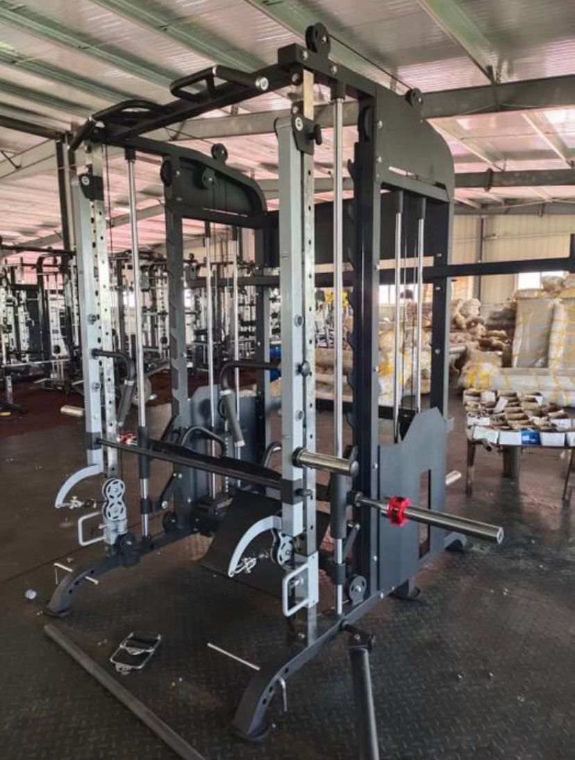 multi function cable crossover power rack smith machine Squat Rack 4 in 1 Smith Machine Jammer Arm Power Cage Squat Rack