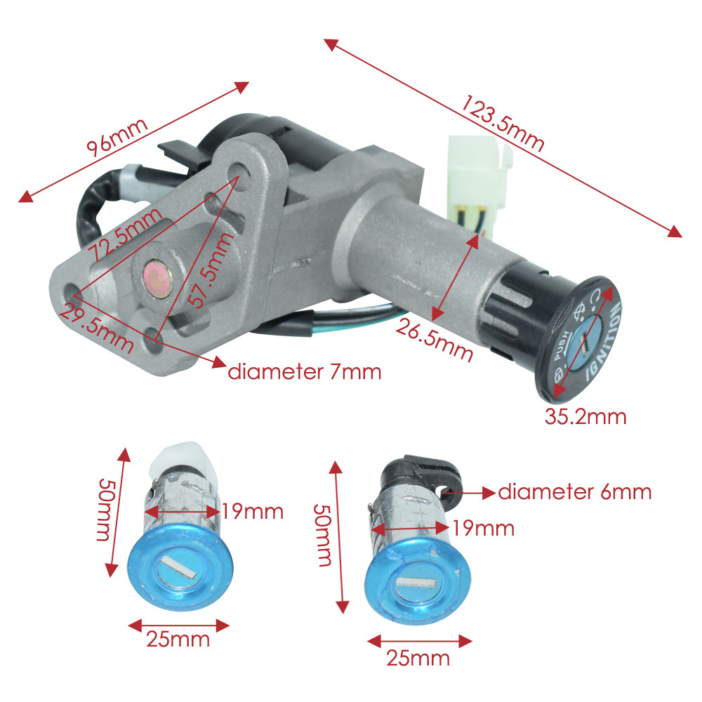 Motorcycle Ignition Switch Key Set Kit For GY6 125cc 150cc Moped Scooter 4 Pin Plug Chinese Scooter Parts