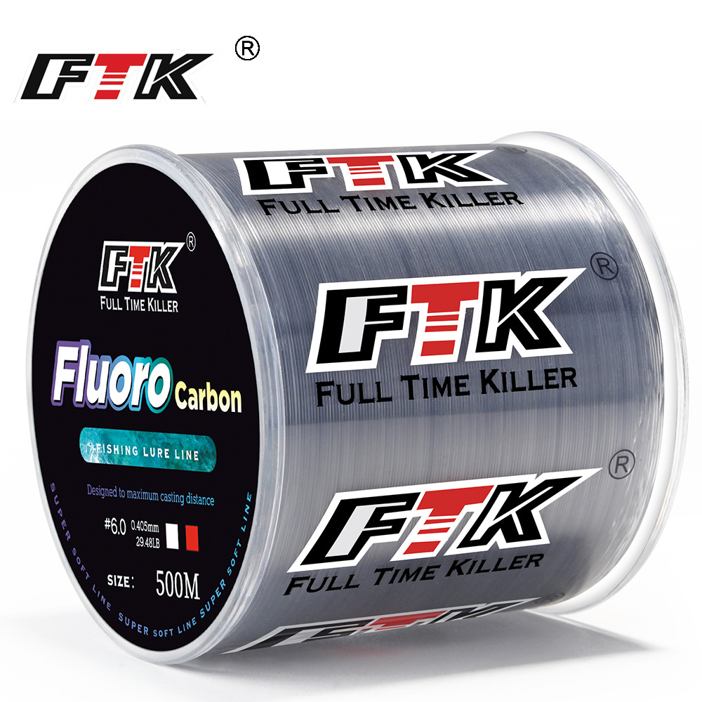 FTK OEM Fast Customized 300M Fishing Nylon Line Fluorocarbon Coating Process Treatment Monofilament Fishing Leader Fishing Line