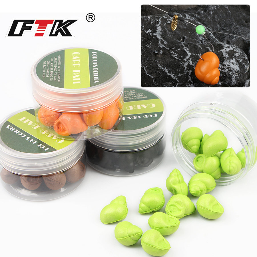 FTK 15Pcs/Pack Carp Fishing Lures Baits Snail Floating Bait Fruit Fish Smell