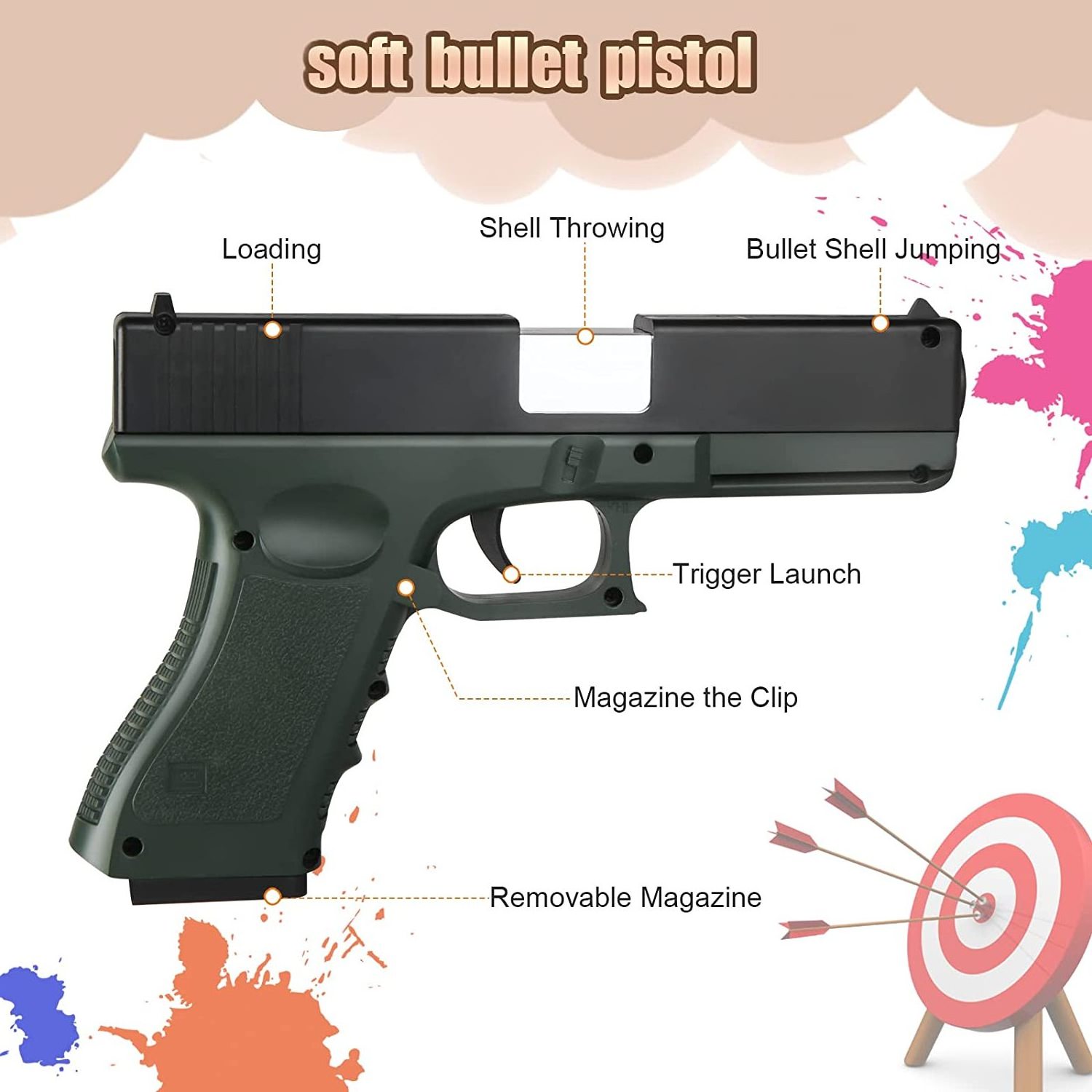 Shooting Game Toy Guns For Adults Kids Soft Bullet Blaster Gun Pistol With Foam Darts And Jump Ejecting Mag Indoor Outdoor gifts