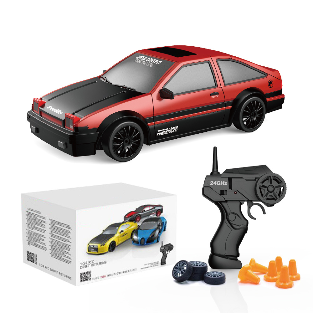 2.4GHz remote control car with light 1/24 4WD drift racing RC car model toy GTR JDM AE86 many brand vehicle two kinds of wheel