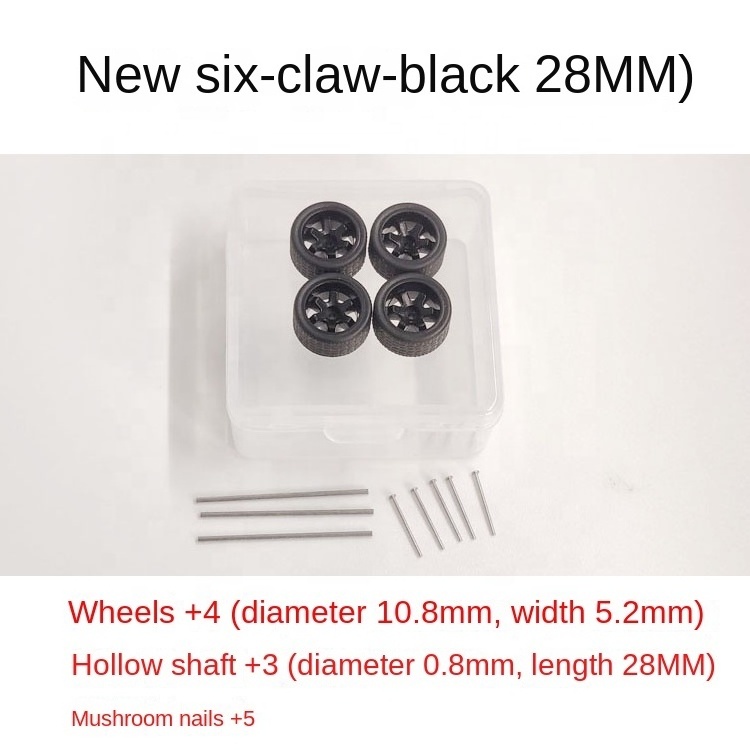 Alloy car model 1/64 modified wheel hub rubber tire car wheel modified match box hoot wheel compatible 11mm plastic parts